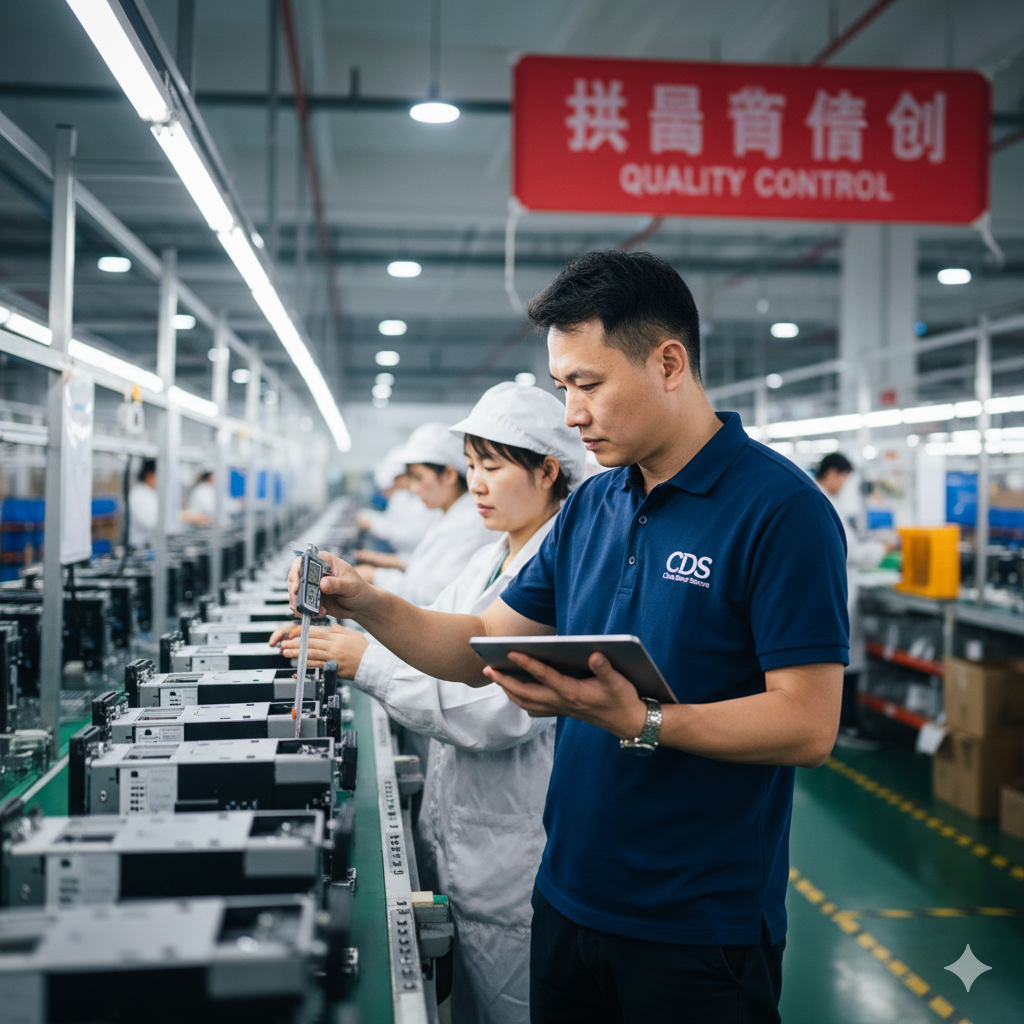 China Direct Source agent inspecting products on a factory line